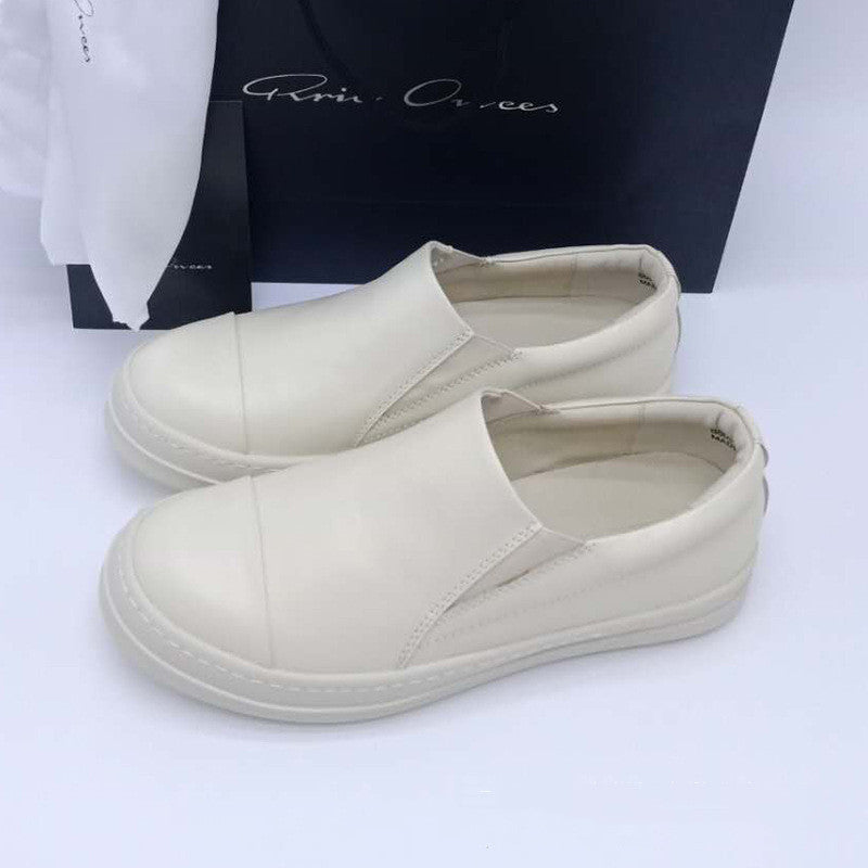 Tênis de cano baixo de couro slip-on esportivo e lazer