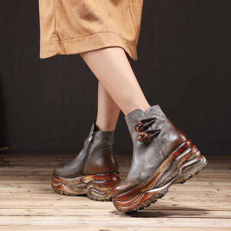 Women's Retro Colored Leather Boots