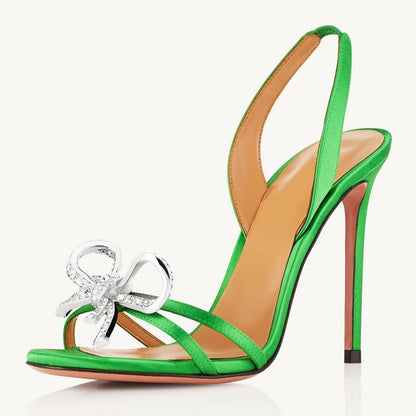 Women's Fashion Diamond Decorations Bow High Heel Sandals