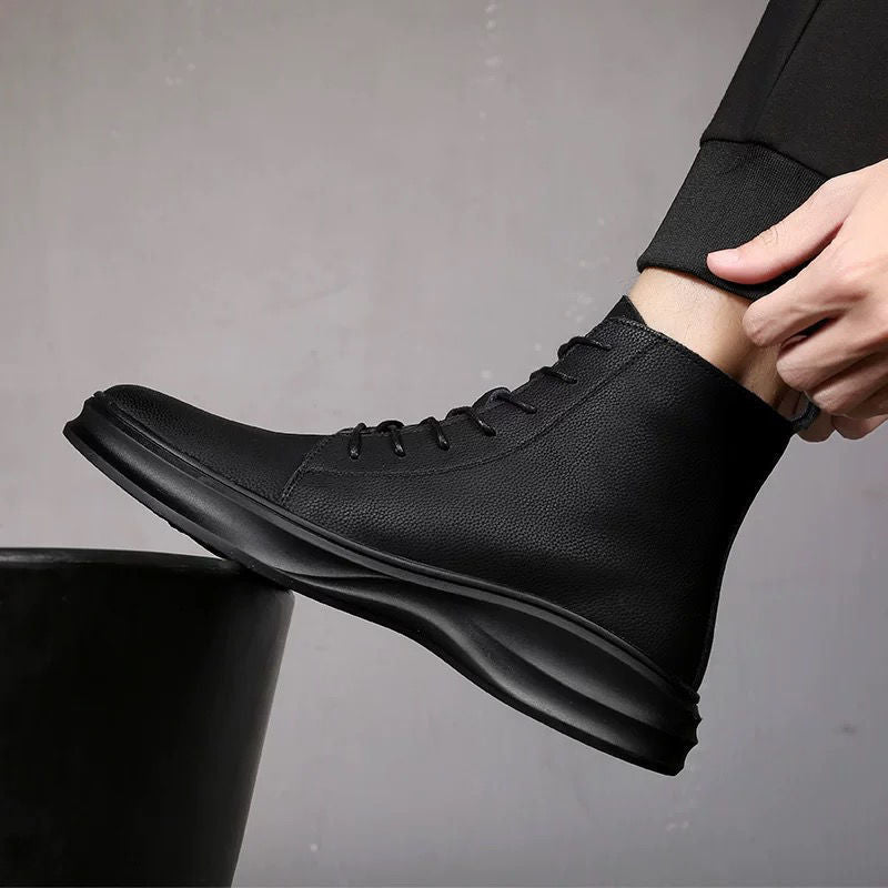 Botas Martin para hombre, zapatos de cuero negros para las cuatro estaciones