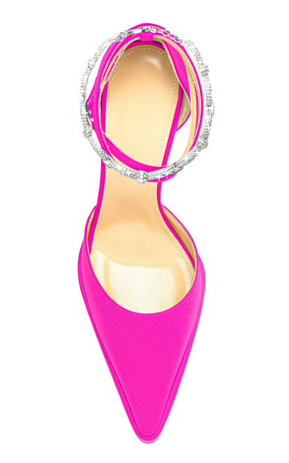 New Pointed Toe Strap Rhinestone Chunky High-heeled Sandals