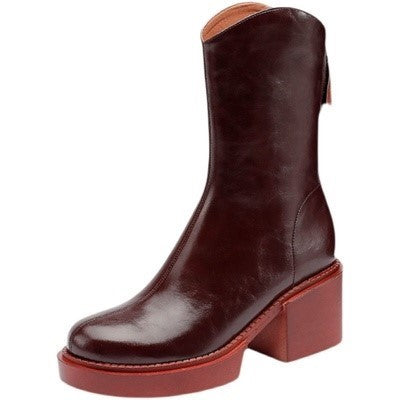 Chunky Heel Martin Boots Slim All Match