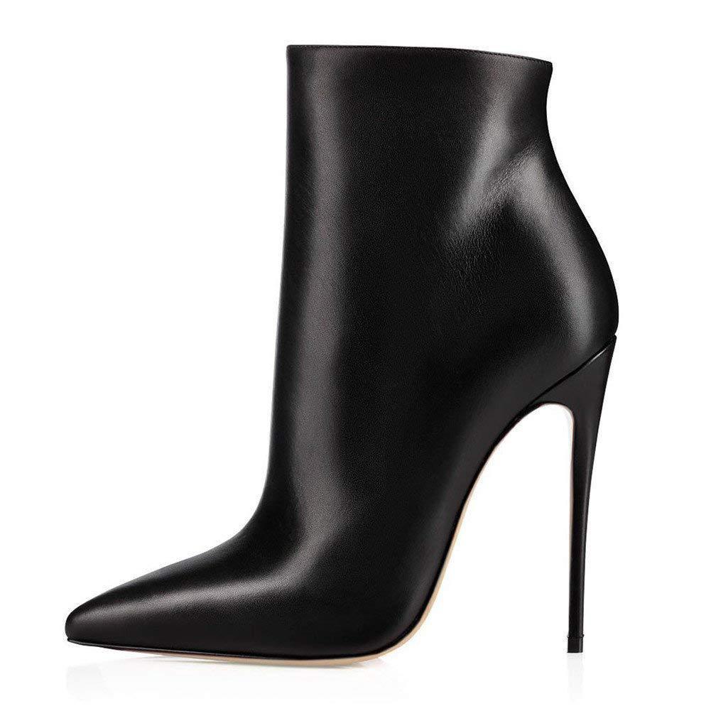 European And American Ladies Pointed Toe Short Boots Foreign Trade Large Size Black And White High Heel Ankle Boots